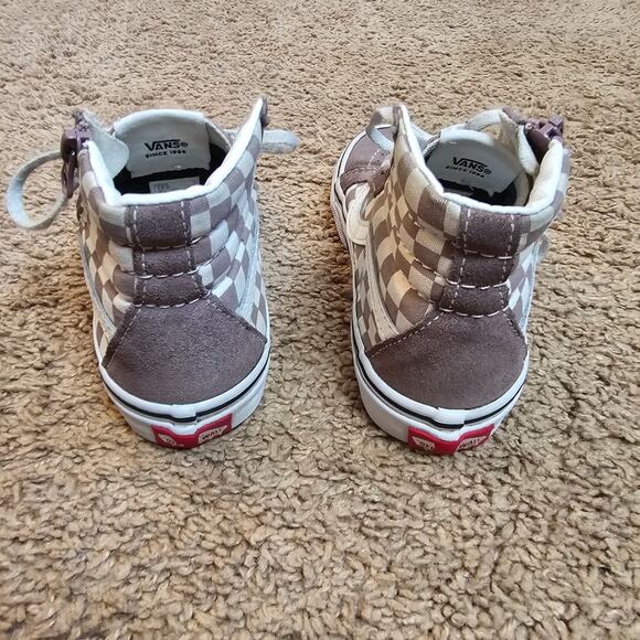 Vans Sneakers Youth High Top Shoes Kids Size 13 Checkered Red White 508357 GUC - Picture 7 of 10